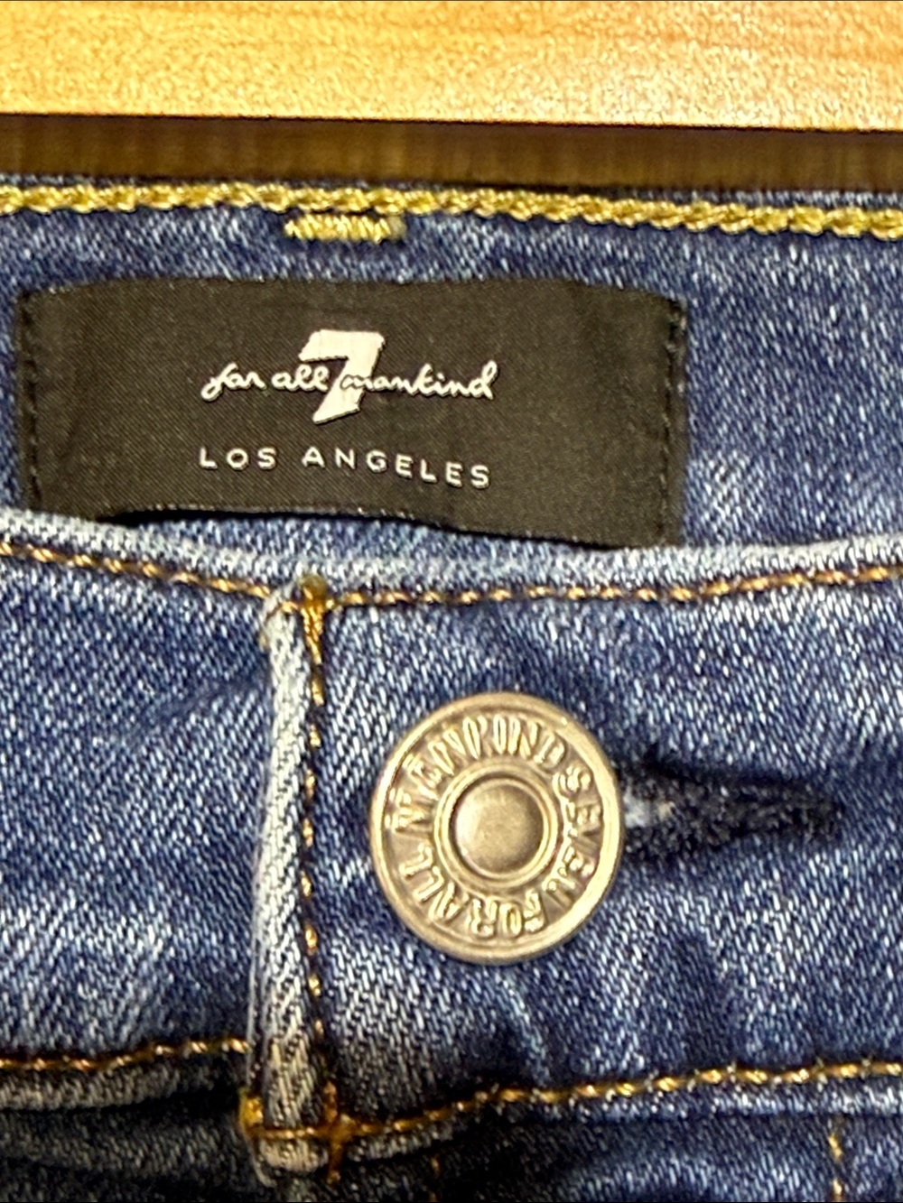 7 For All Mankind High-Rise Slim Straight Jeans - Medium Blue Wash - Picture 2 of 7